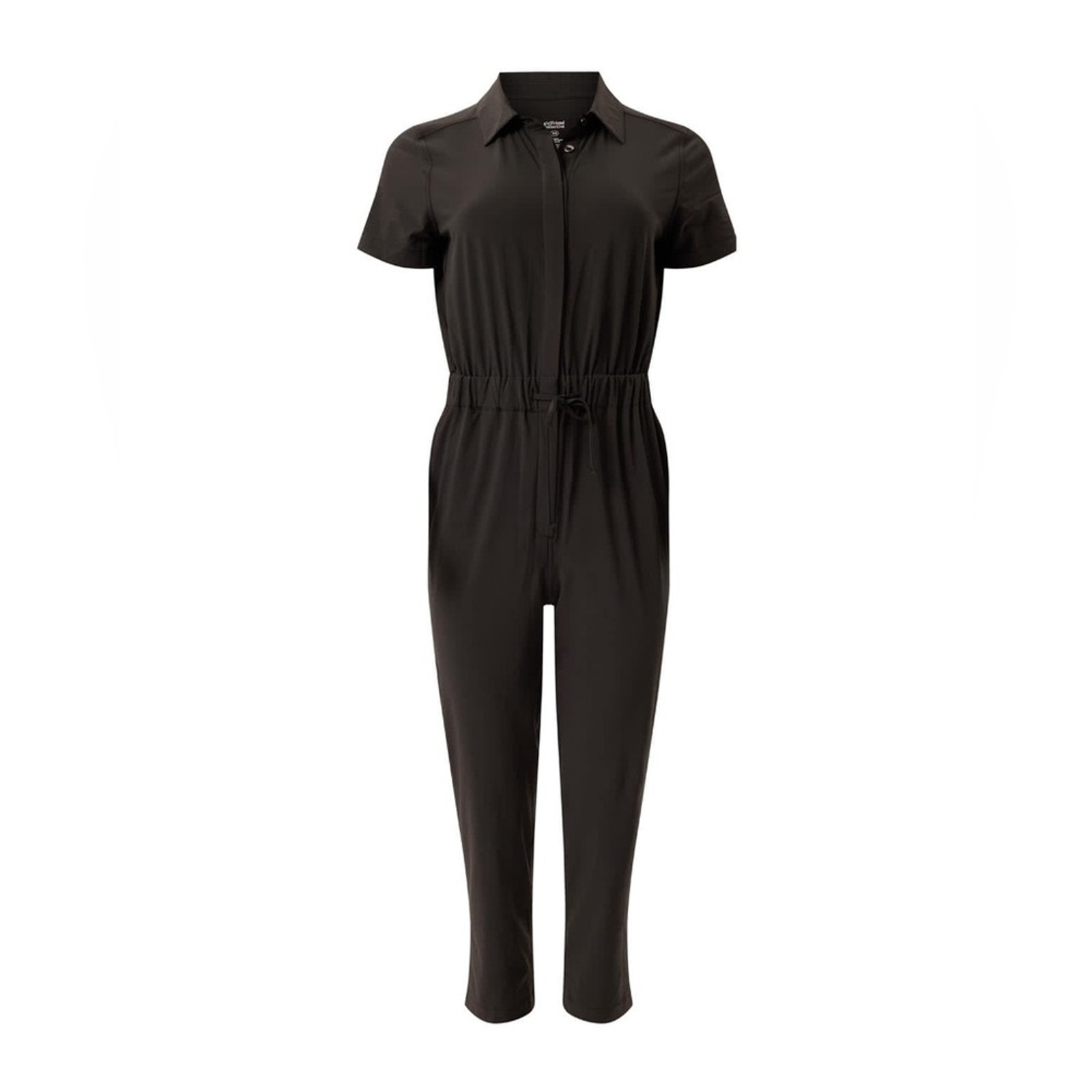 Girlfriend Collective Stretch Woven Short Sleeve Jumpsuit Black Small